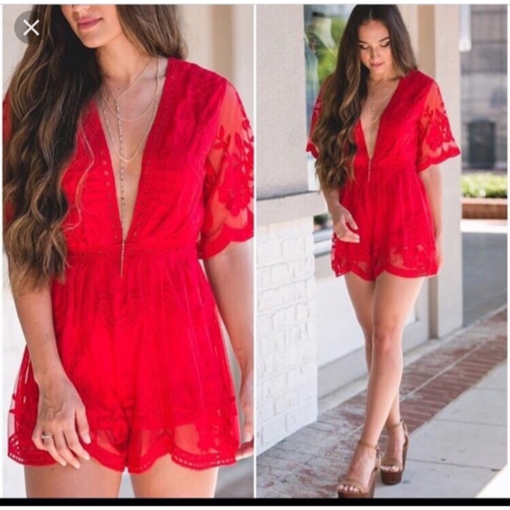 Lacy embroidered Romper! Brand new! Size M